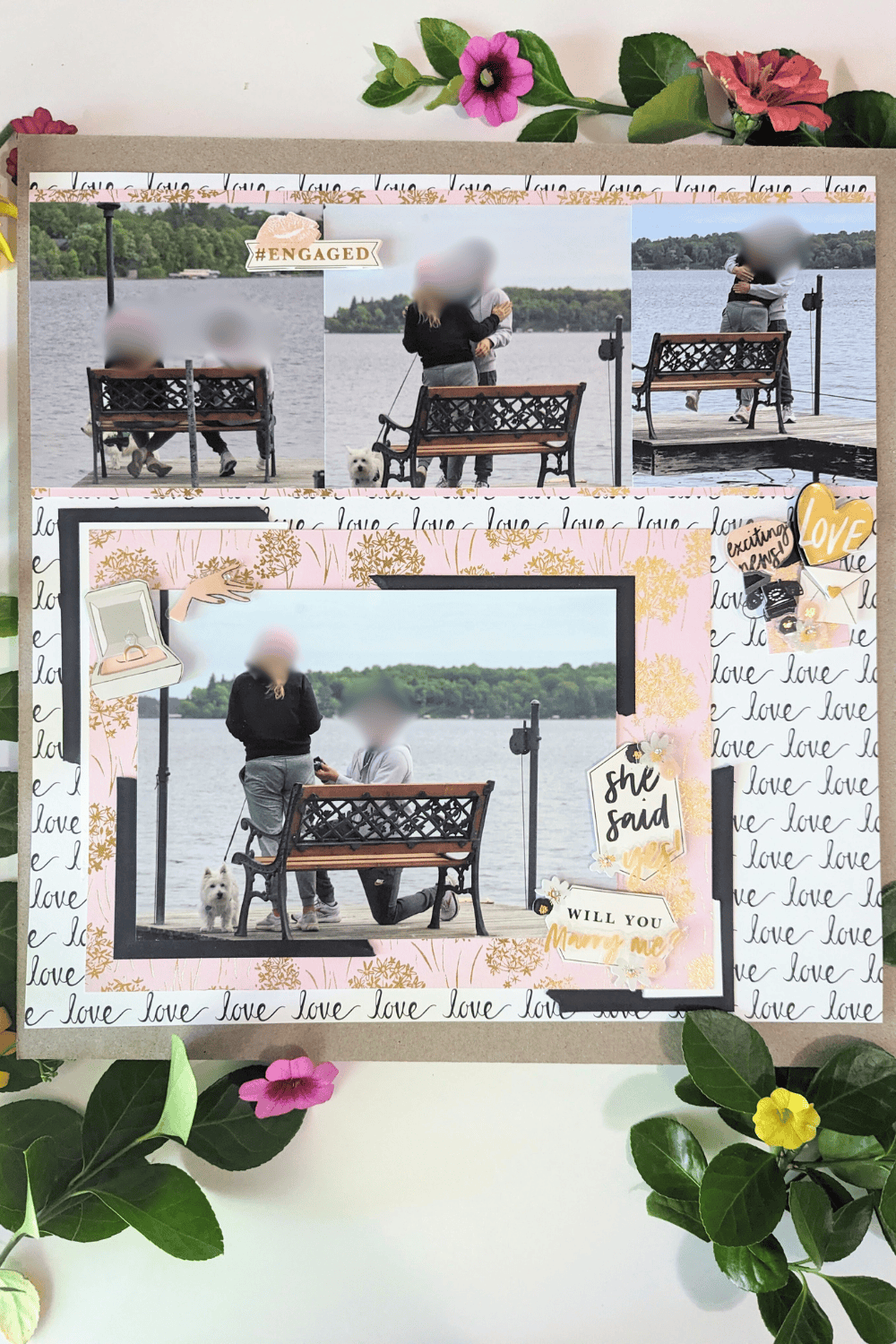 Full-Spread Scrapbook Proposal Layout: Multi-Size Photos