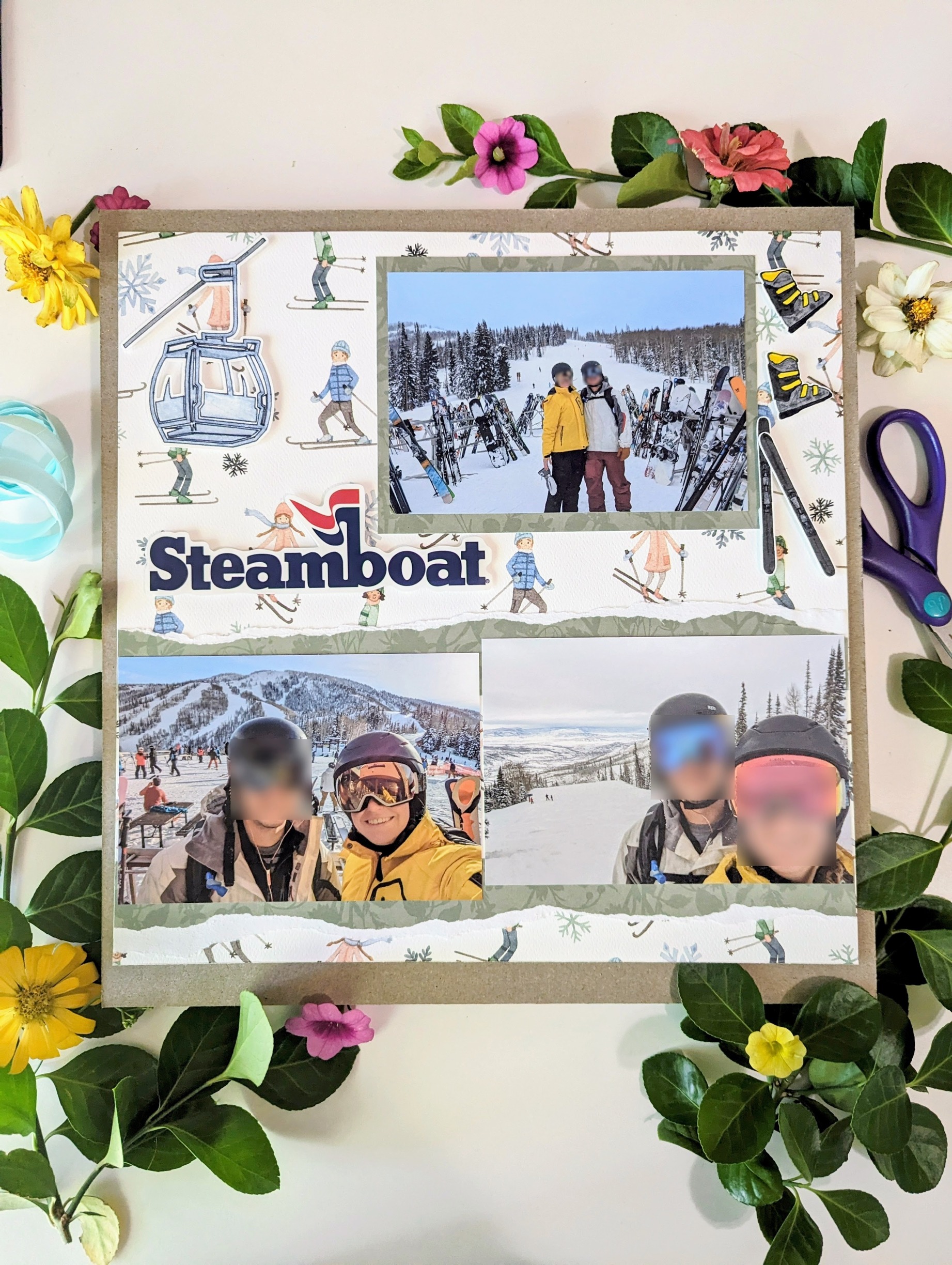 A Snowy Simple Scrapbook Layout : Capturing Ski Tip Vacation