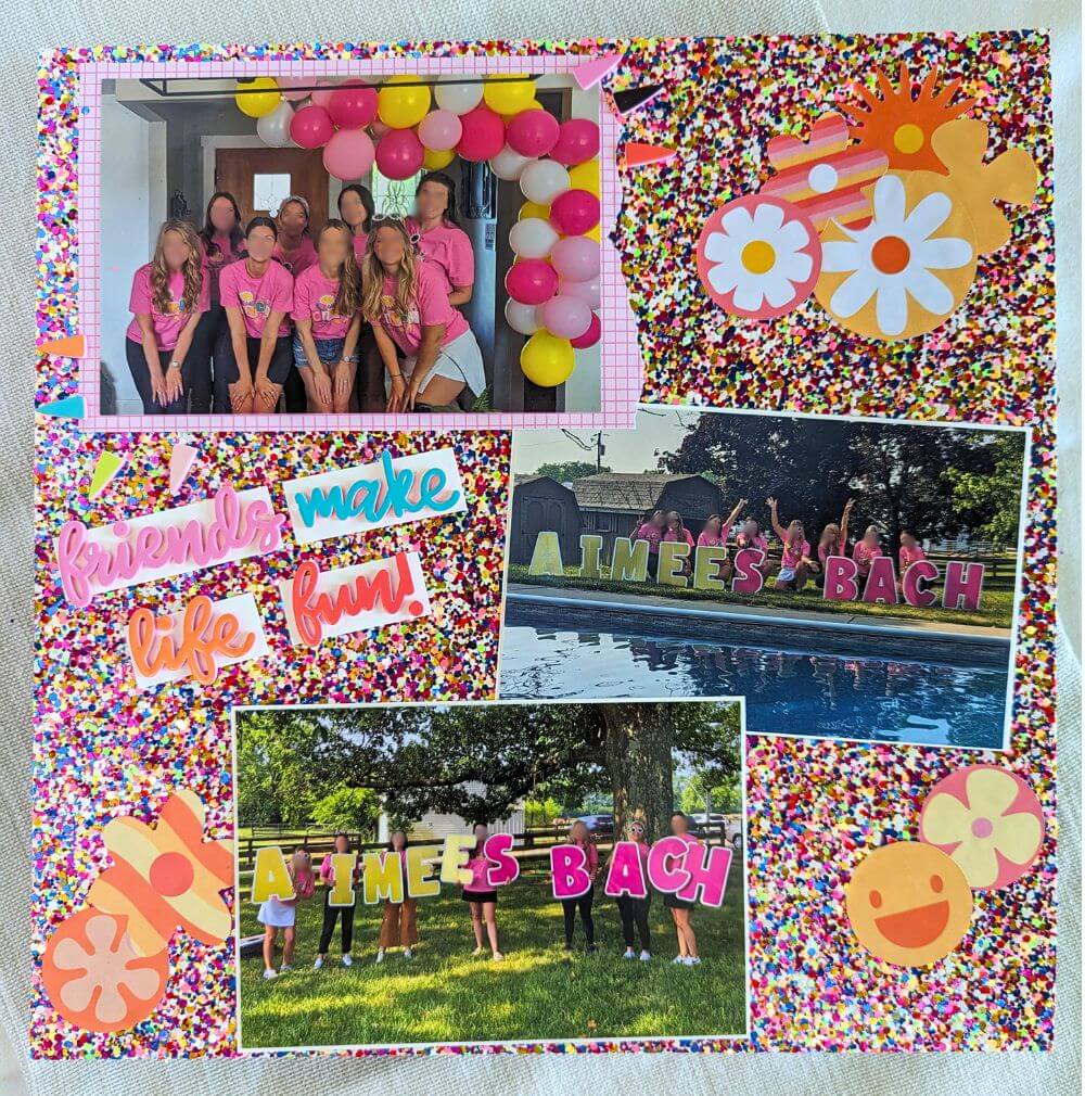 Glitter Bachelorette Scrapbook Page Idea