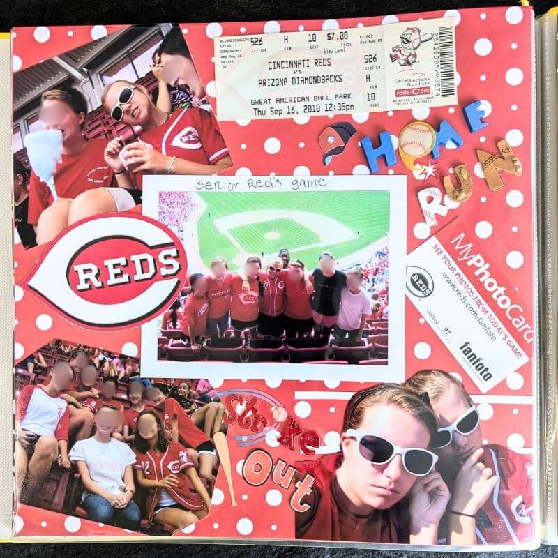 Senior Year Scrapbook Baseball scrapbook page