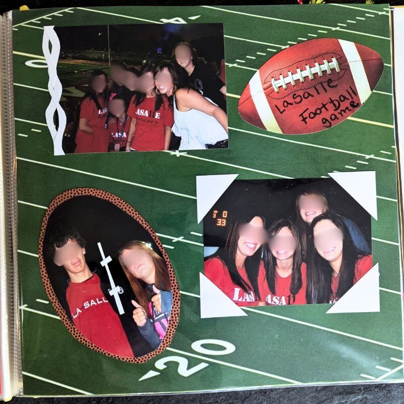 Senior year scrapbook Football scrapbook page